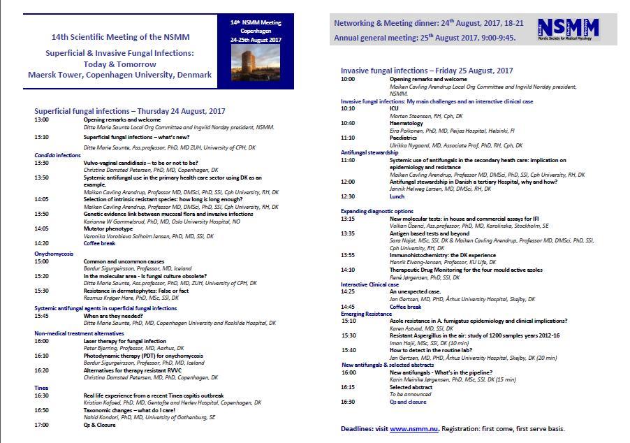 2017 NSMM tentative programme